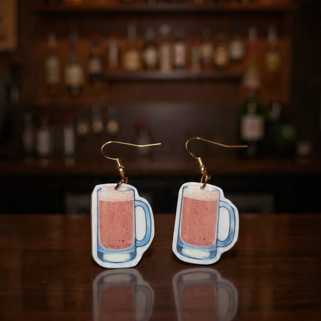 Handmade Beer Mug Dangle Earrings